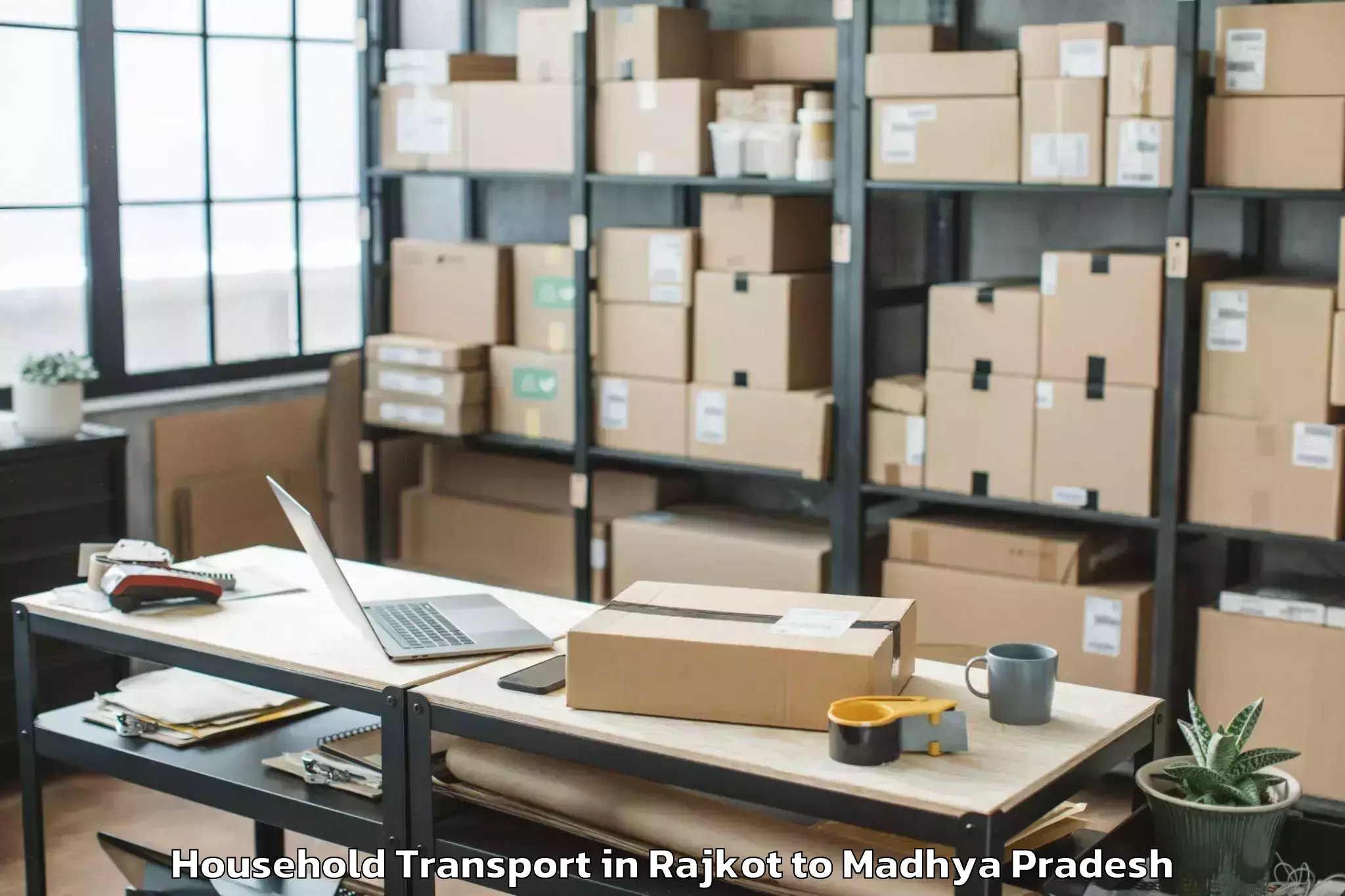 Book Rajkot to Sage University Indore Household Transport Online